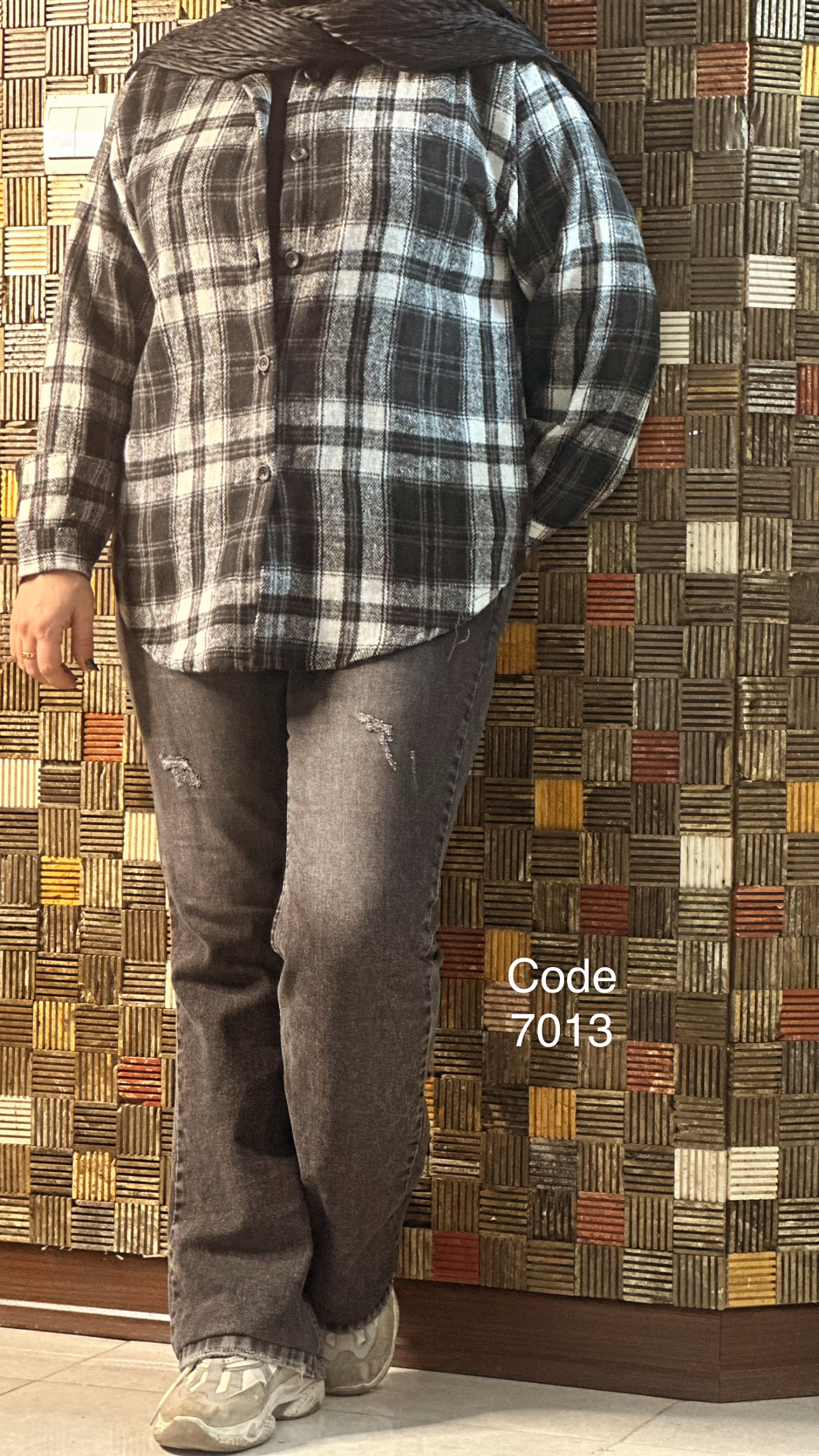 شكت گرم فوتر پاييزه پشمي  7013 مشكي سفيد